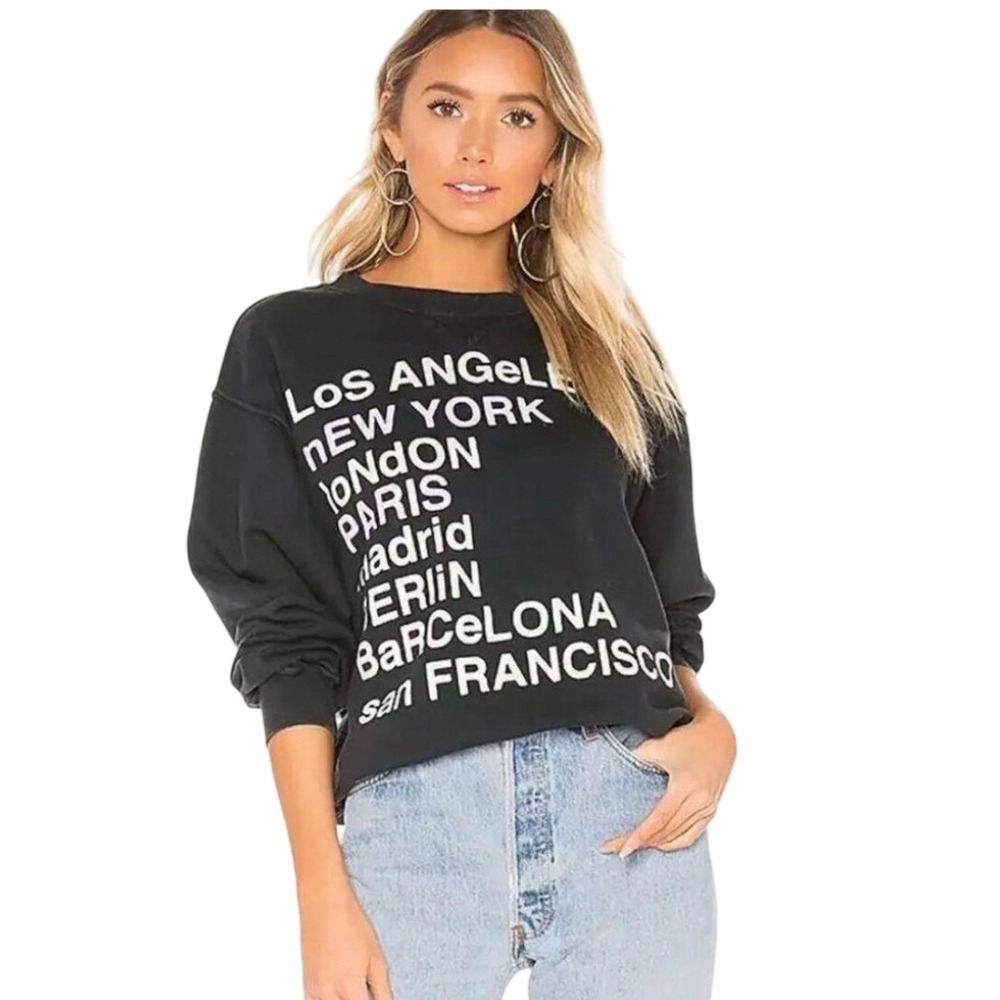 Anine Bing Sweatshirt Womens S City Graphic Dark Gray Pullover EUC